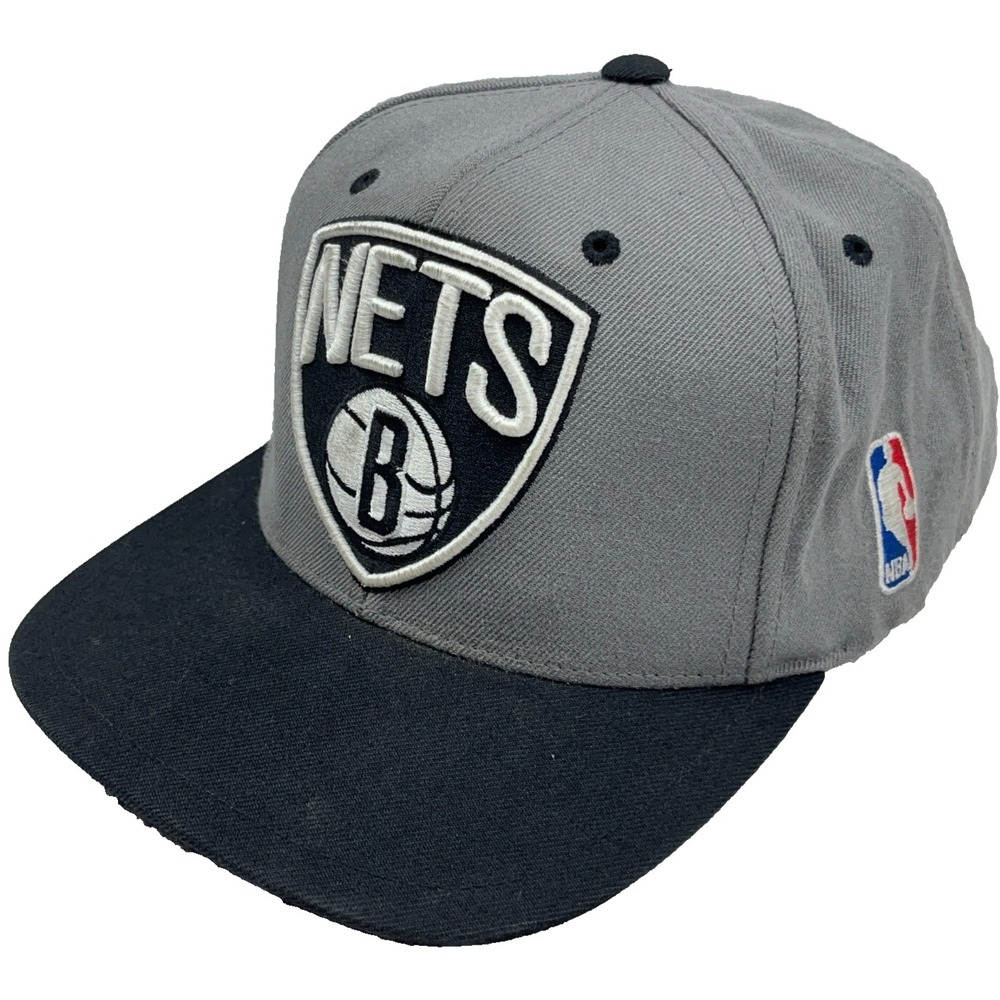Brooklyn Nets Snapback Hat Cap Gray Black Flat Bill High Dome Adjustable NBA *